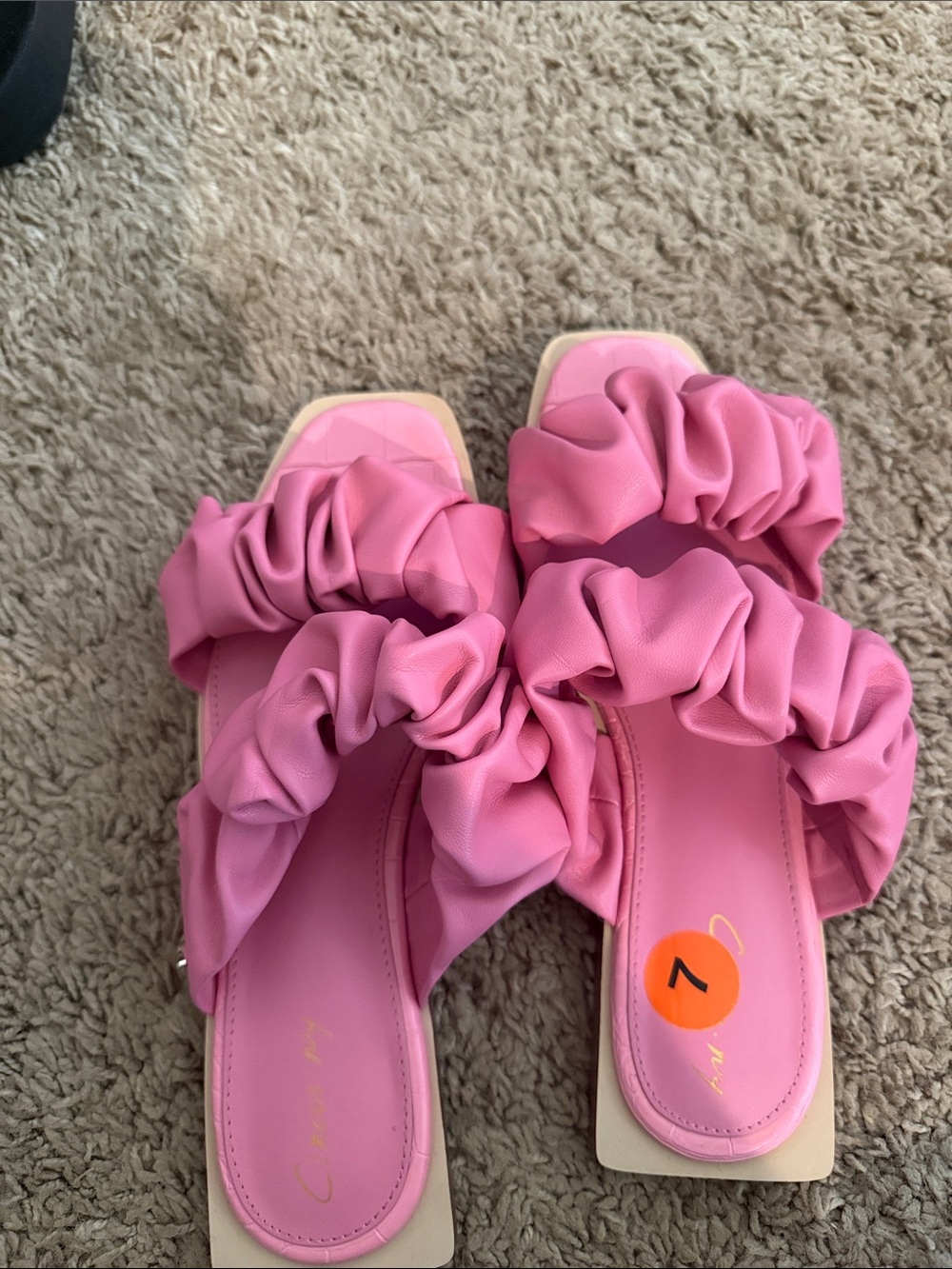 Ruched Pink Slide Sandals with Cushioned Footbed